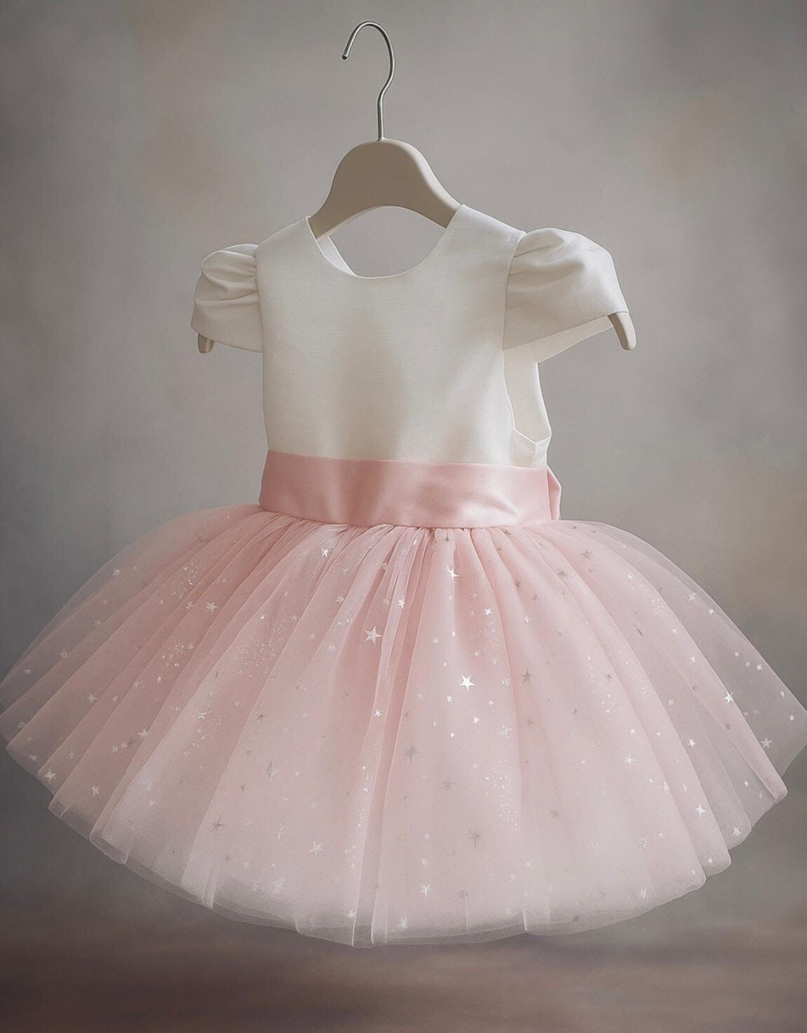 LittleLune Parti Elbisesi- (Pembe - Beyaz)