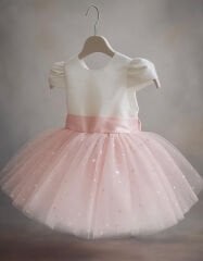 LittleLune Parti Elbisesi- (Pembe - Beyaz)