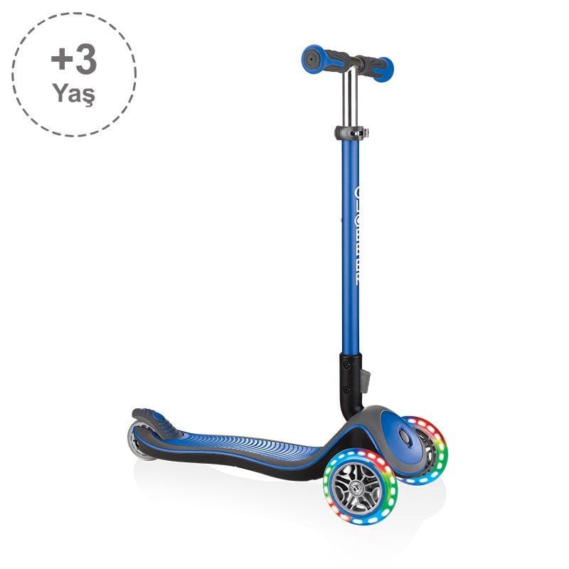 Globber Elite Deluxe 3 Tekerlekli Işıklı Çocuk Scooter - Lacivert