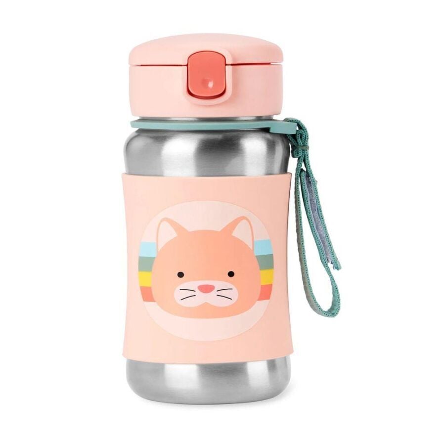 Skip Hop Zoo Paslanmaz Çelik Pipetli Suluk Kedi