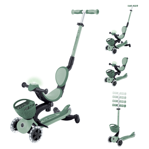 Globber Go Up Baby 360 Işıklı Scooter - Zeytin Yeşili